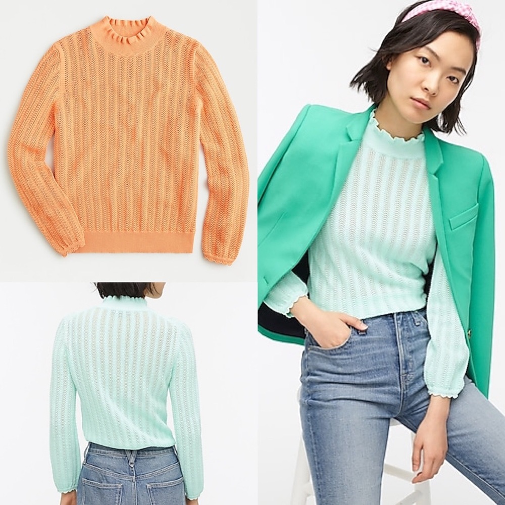 ||J.CREW|| pointedly ruffle mock neck sweater